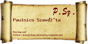 Paulnics Szavéta névjegykártya